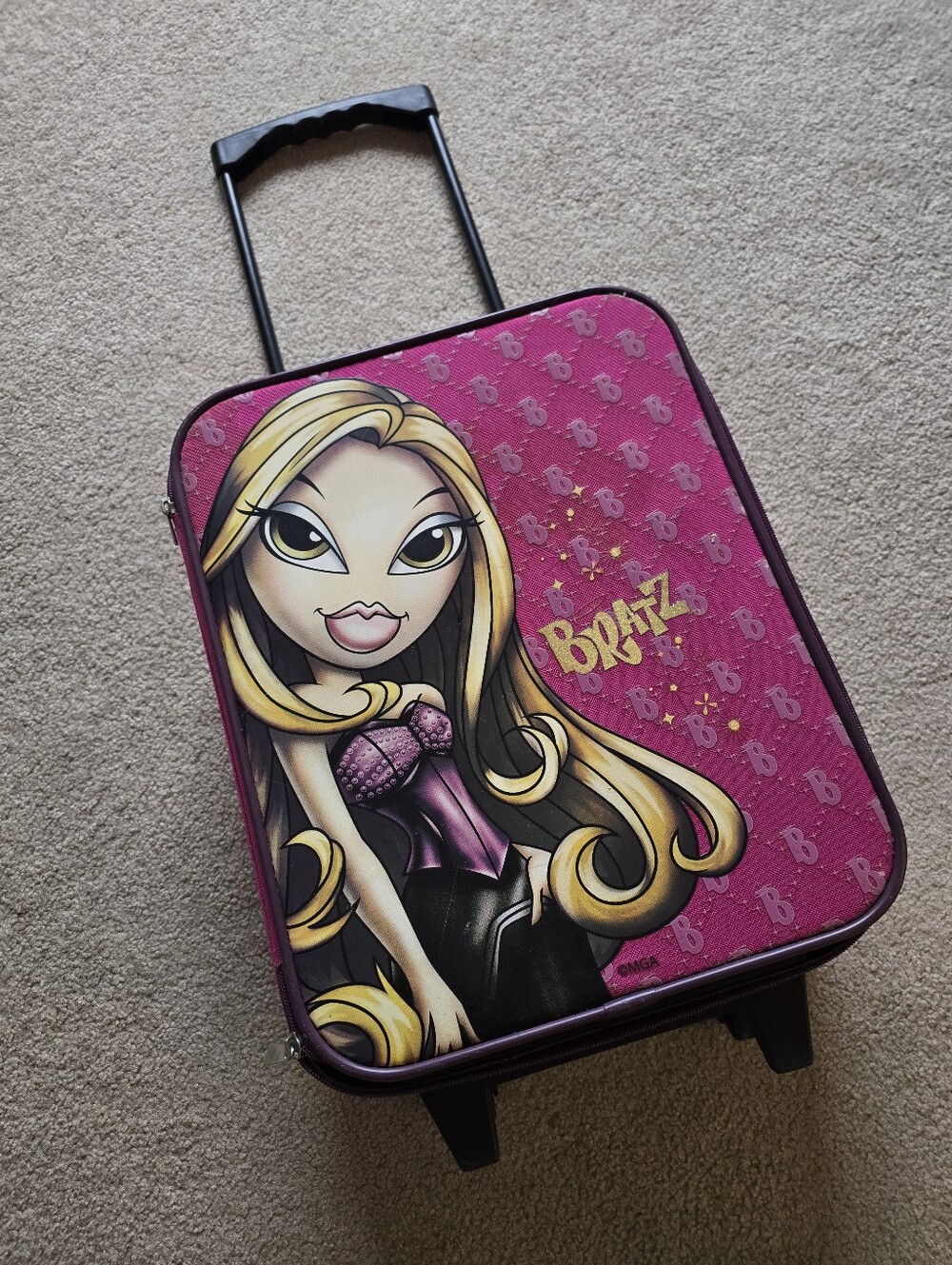 Vintage Bratz Cosmetic Rolling Wheeled Suitcase Y2k Travel Case Carry On Luggage